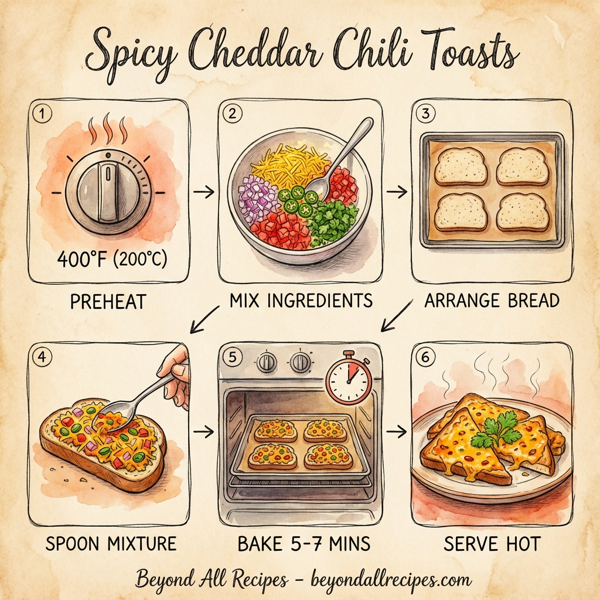 Spicy Cheddar Chili Toasts instructions