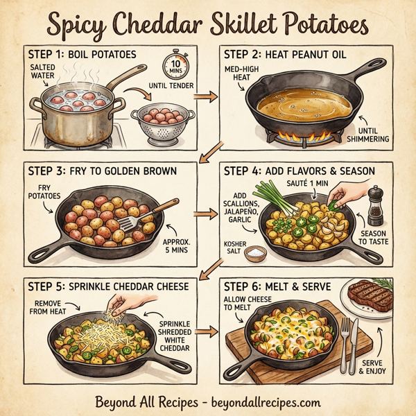 Spicy Cheddar Skillet Potatoes instructions