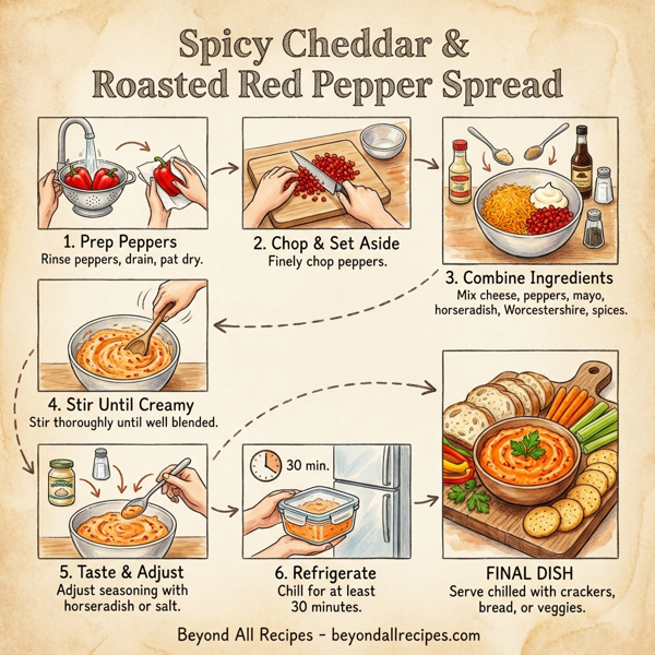 Spicy Cheddar & Roasted Red Pepper Spread instructions