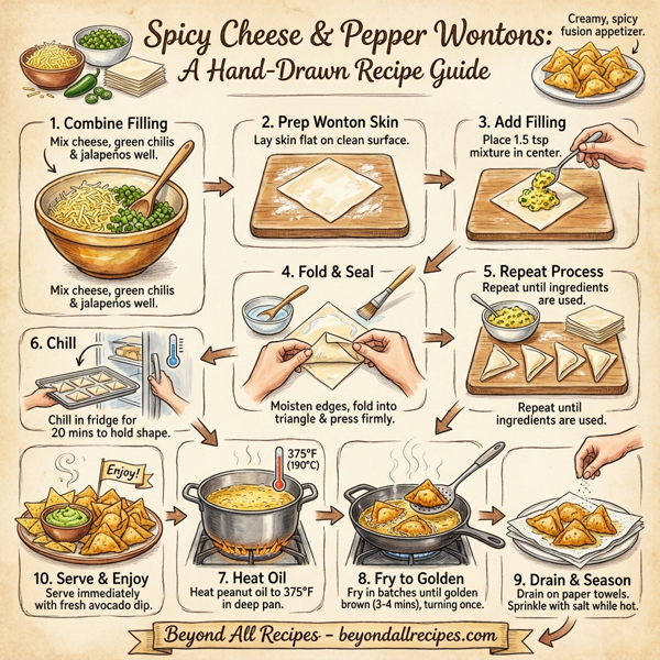 Spicy Cheese & Pepper Wontons instructions