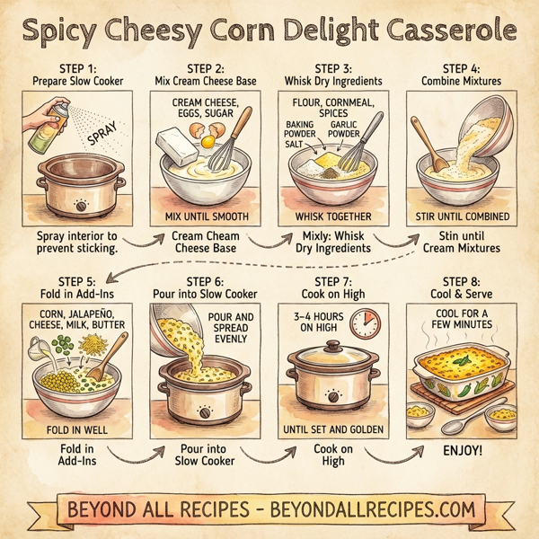 Spicy Cheesy Corn Delight Casserole instructions