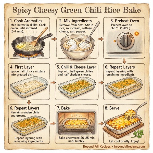 Spicy Cheesy Green Chili Rice Bake instructions