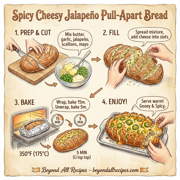 Spicy Cheesy Jalapeño Pull-Apart Bread instructions