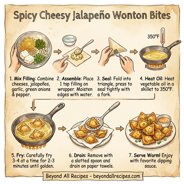 Spicy Cheesy Jalapeño Wonton Bites instructions