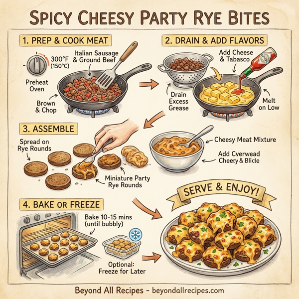 Spicy Cheesy Party Rye Bites instructions