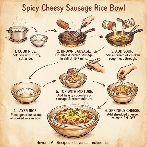 Spicy Cheesy Sausage Rice Bowl instructions