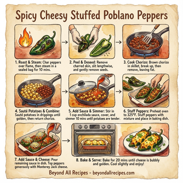 Spicy Cheesy Stuffed Poblano Peppers instructions
