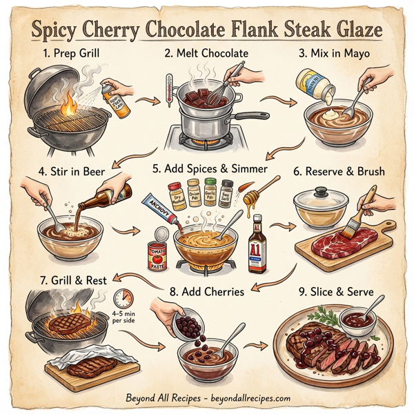 Spicy Cherry Chocolate Flank Steak Glaze instructions