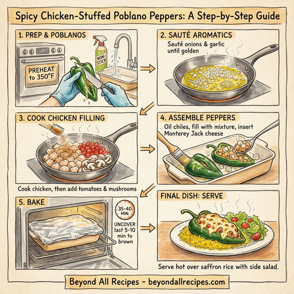 Spicy Chicken-Stuffed Poblano Peppers instructions