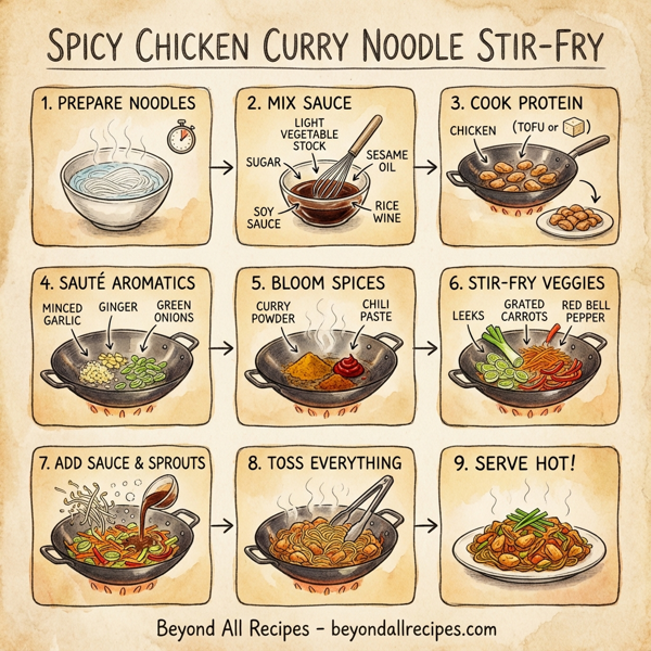 Spicy Chicken Curry Noodle Stir-Fry instructions