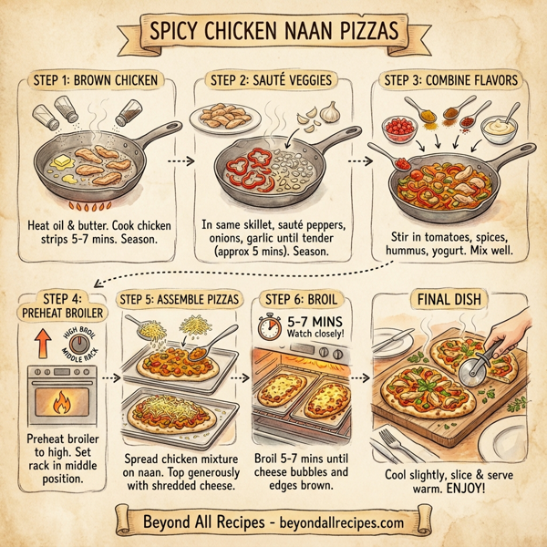 Spicy Chicken Naan Pizzas instructions