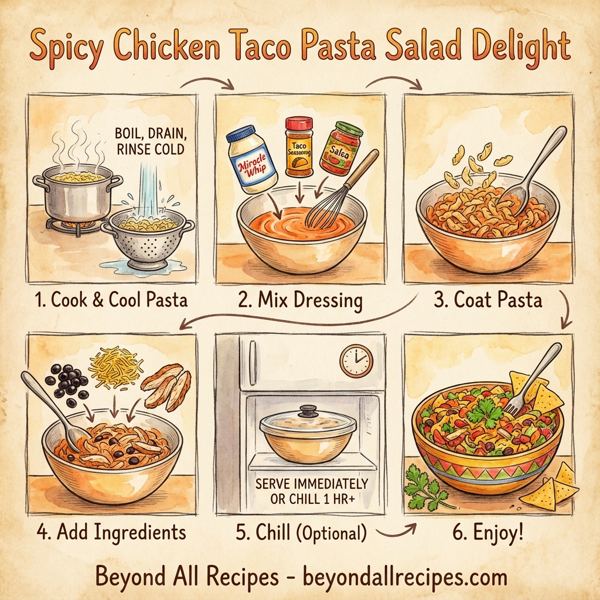 Spicy Chicken Taco Pasta Salad Delight instructions