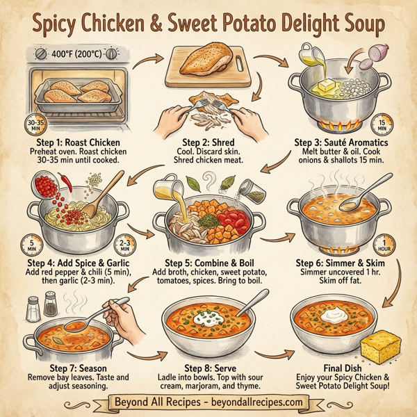 Spicy Chicken & Sweet Potato Delight Soup instructions