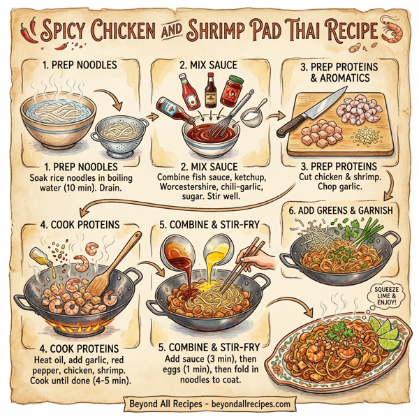 Spicy Chicken and Shrimp Pad Thai instructions