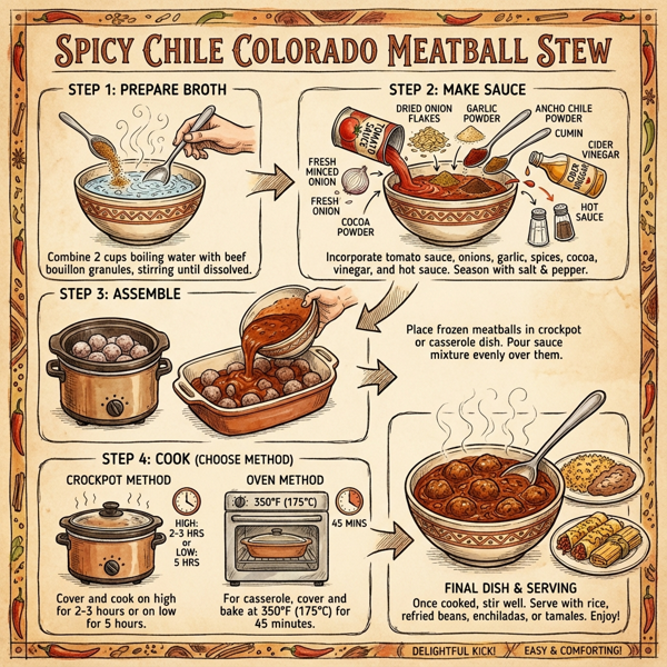 Spicy Chile Colorado Meatball Stew instructions