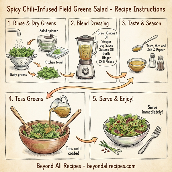 Spicy Chili-Infused Field Greens Salad instructions