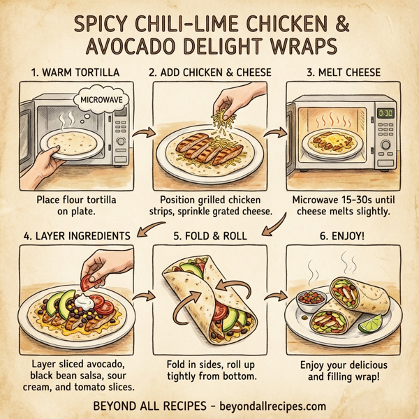Spicy Chili-Lime Chicken & Avocado Delight Wraps instructions