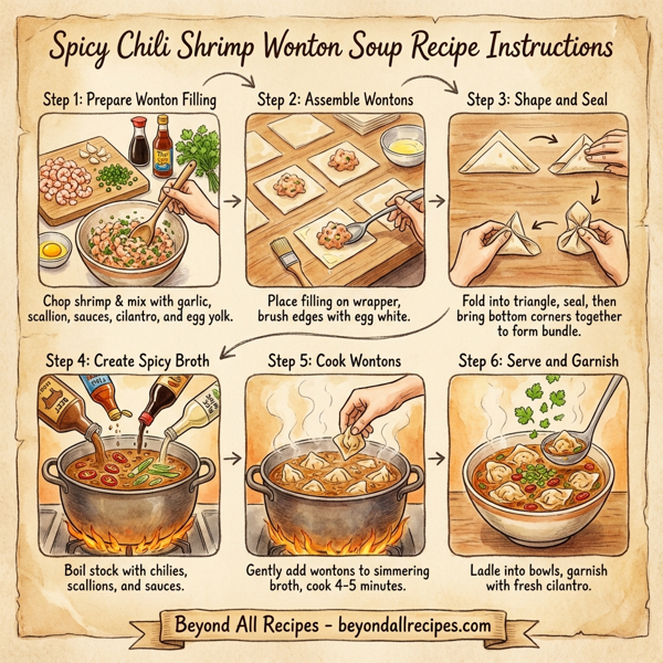 Spicy Chili Shrimp Wonton Soup instructions