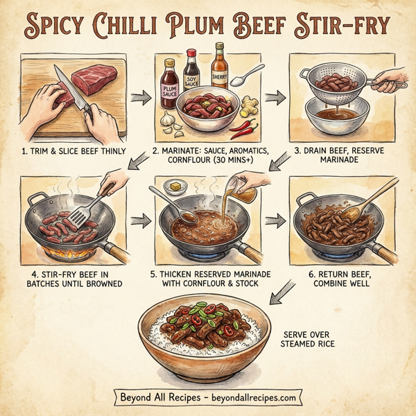 Spicy Chilli Plum Beef Stir-Fry instructions
