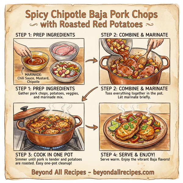 Spicy Chipotle Baja Pork Chops with Roasted Red Potatoes instructions