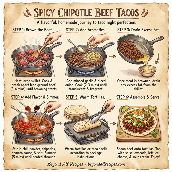 Spicy Chipotle Beef Tacos with Fresh Toppings instructions