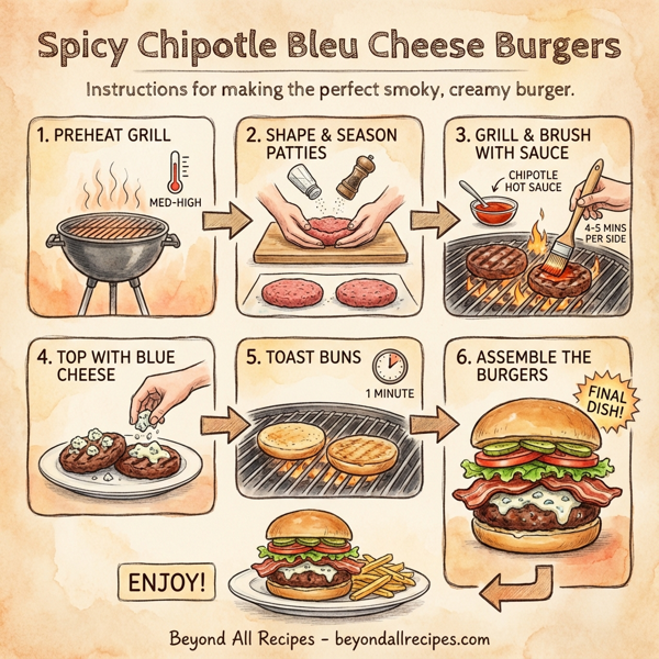 Spicy Chipotle Bleu Cheese Burgers instructions