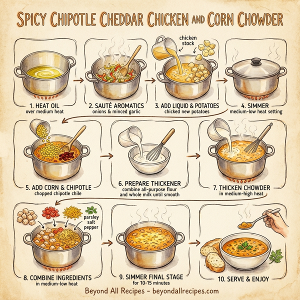 Spicy Chipotle Cheddar Chicken and Corn Chowder instructions
