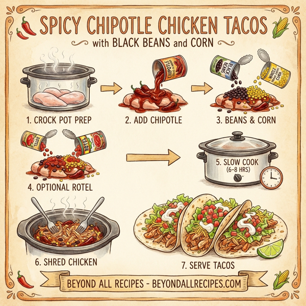 Spicy Chipotle Chicken Tacos with Black Beans and Corn instructions