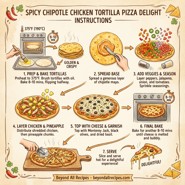 Spicy Chipotle Chicken Tortilla Pizza Delight instructions