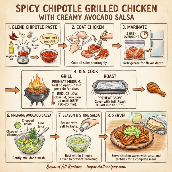 Spicy Chipotle Grilled Chicken with Creamy Avocado Salsa instructions