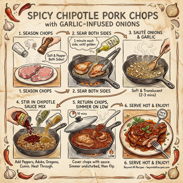 Spicy Chipotle Pork Chops with Garlic-Infused Onions instructions