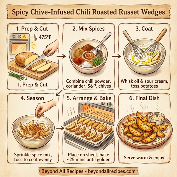 Spicy Chive-Infused Chili Roasted Russet Wedges instructions