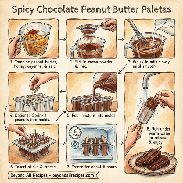 Spicy Chocolate Peanut Butter Paletas instructions