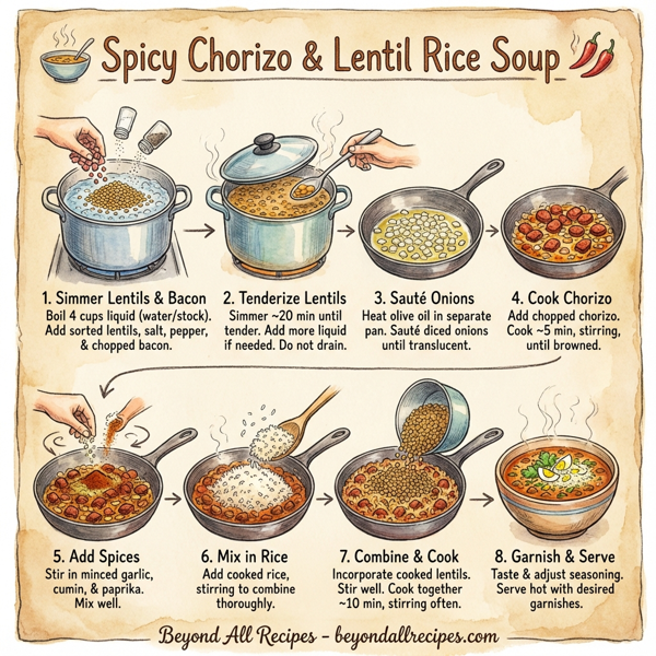Spicy Chorizo & Lentil Rice Soup instructions