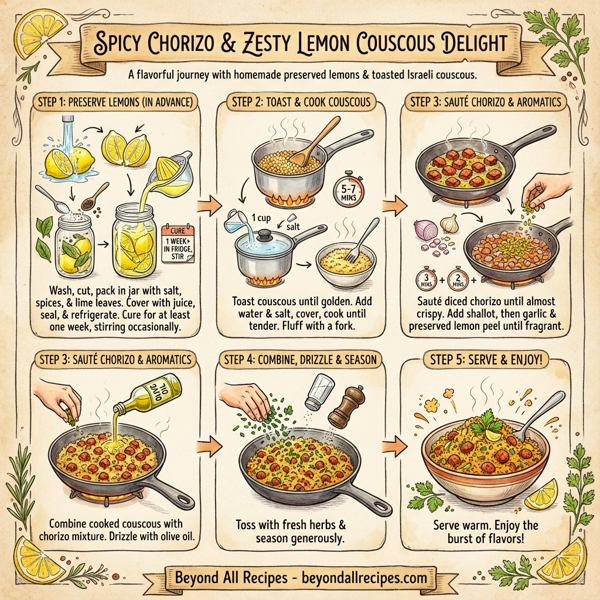 Spicy Chorizo and Zesty Lemon Couscous Delight instructions