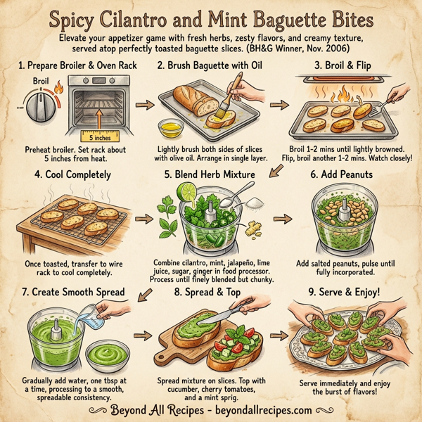 Spicy Cilantro and Mint Baguette Bites instructions