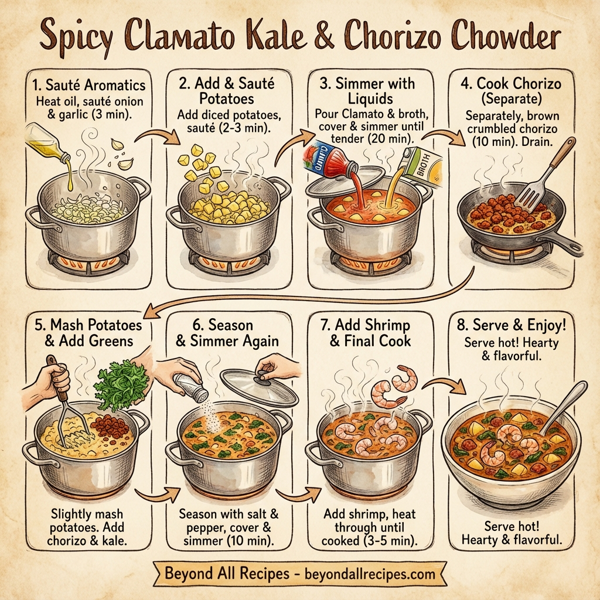 Spicy Clamato Kale & Chorizo Chowder instructions