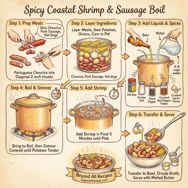 Spicy Coastal Shrimp & Sausage Boil instructions