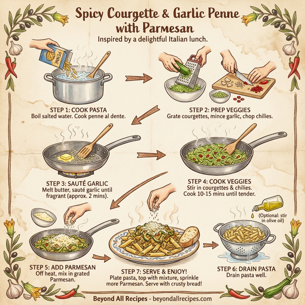 Spicy Courgette and Garlic Penne with Parmesan instructions