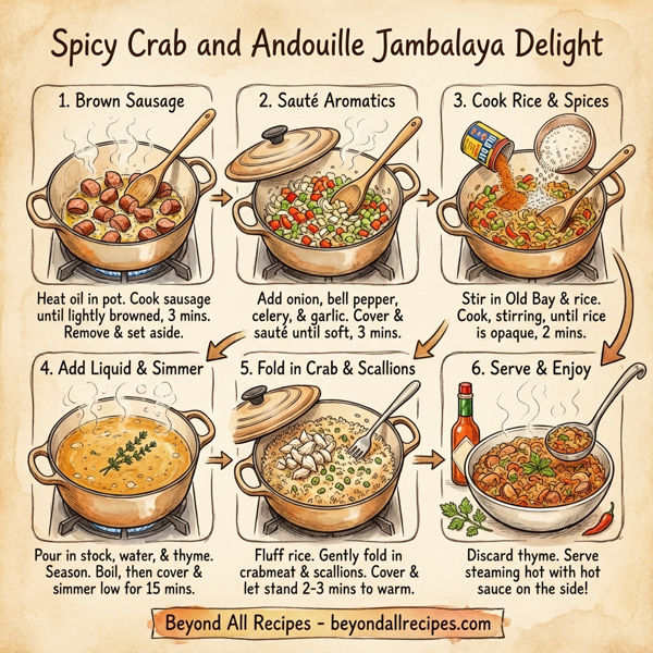 Spicy Crab and Andouille Jambalaya Delight instructions