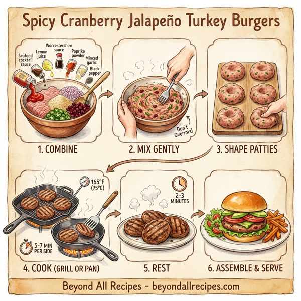 Spicy Cranberry Jalapeño Turkey Burgers instructions