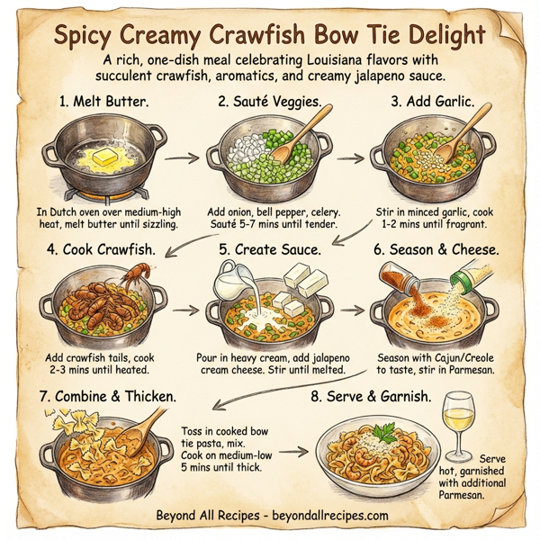 Spicy Creamy Crawfish Bow Tie Delight instructions