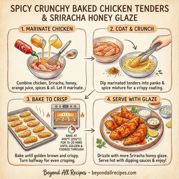 Spicy Crunchy Baked Chicken Tenders with Sriracha Honey Glaze instructions