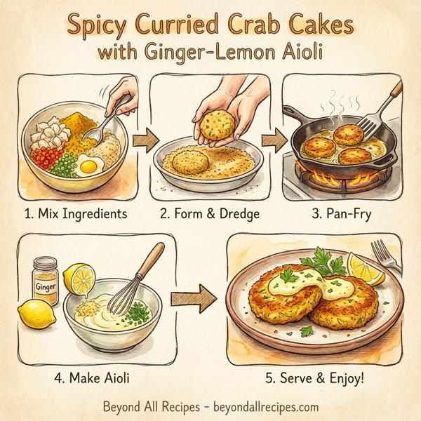 Spicy Curried Crab Cakes with Ginger-Lemon Aioli instructions