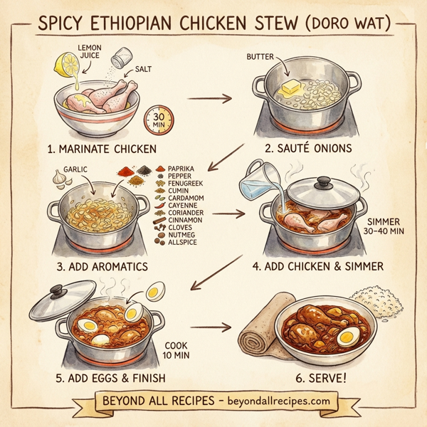 Spicy Ethiopian Chicken Stew (Doro Wat) instructions