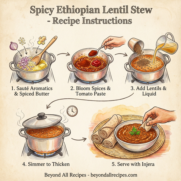 Spicy Ethiopian Lentil Stew instructions