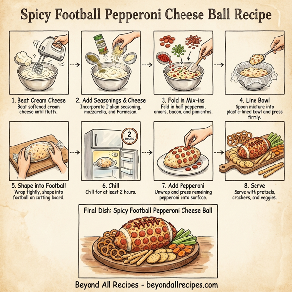 Spicy Football Pepperoni Cheese Ball instructions