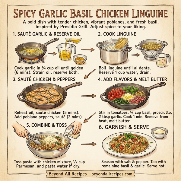 Spicy Garlic Basil Chicken Linguine instructions