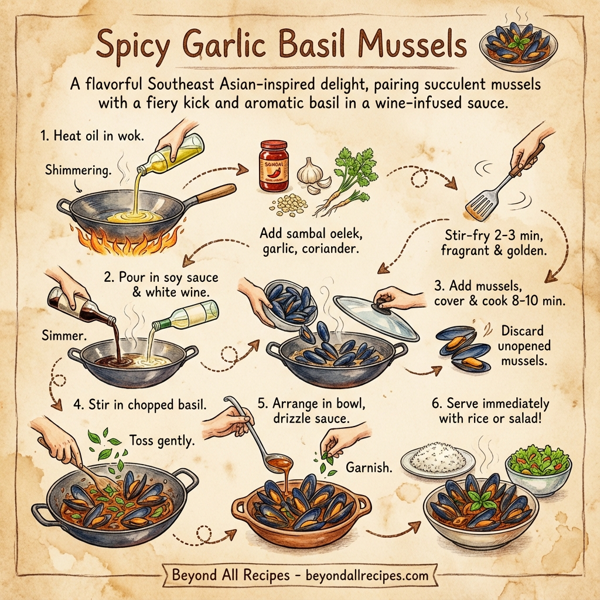 Spicy Garlic Basil Mussels instructions