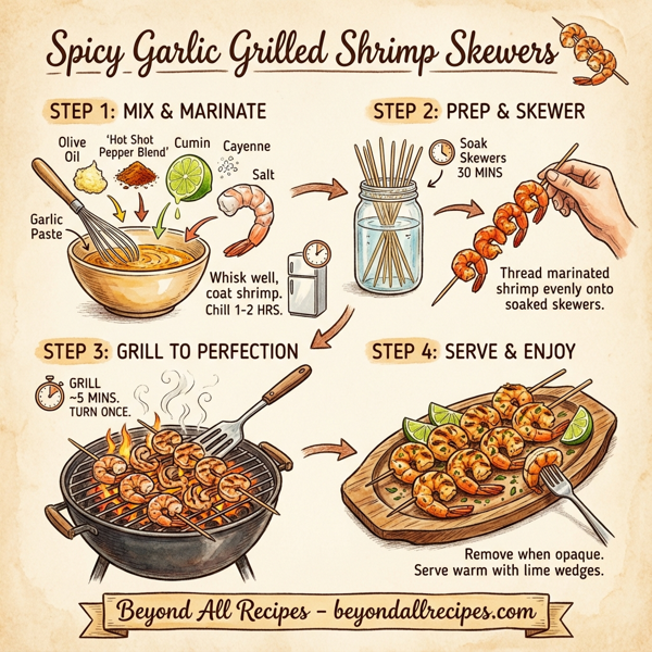 Spicy Garlic Grilled Shrimp Skewers instructions